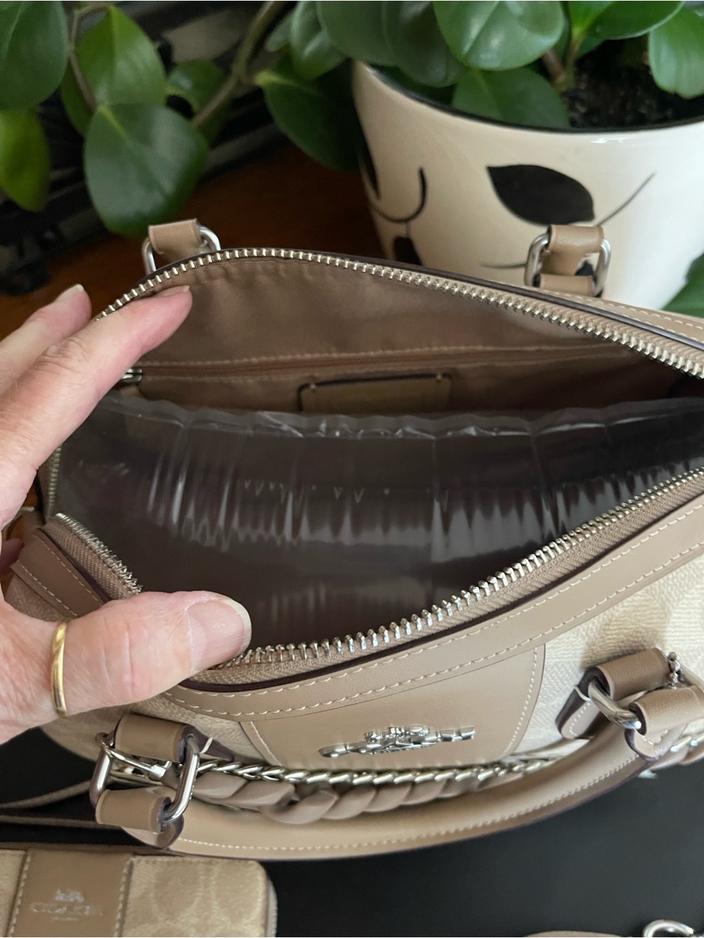Coach Rowan Satchel with Stipe & NWT Matching Wristlet - Picture 8 of 12